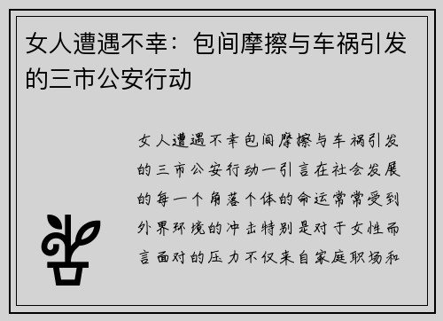 女人遭遇不幸：包间摩擦与车祸引发的三市公安行动